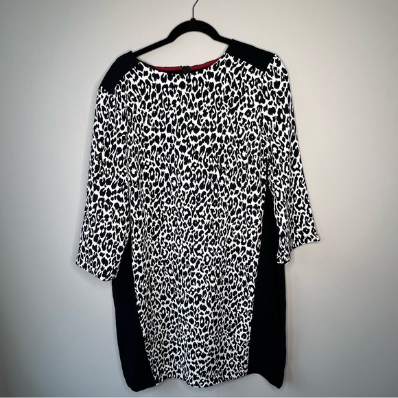 NWT Jones New York white and black leopard print stretch tunic dress size 16 - Picture 2 of 9